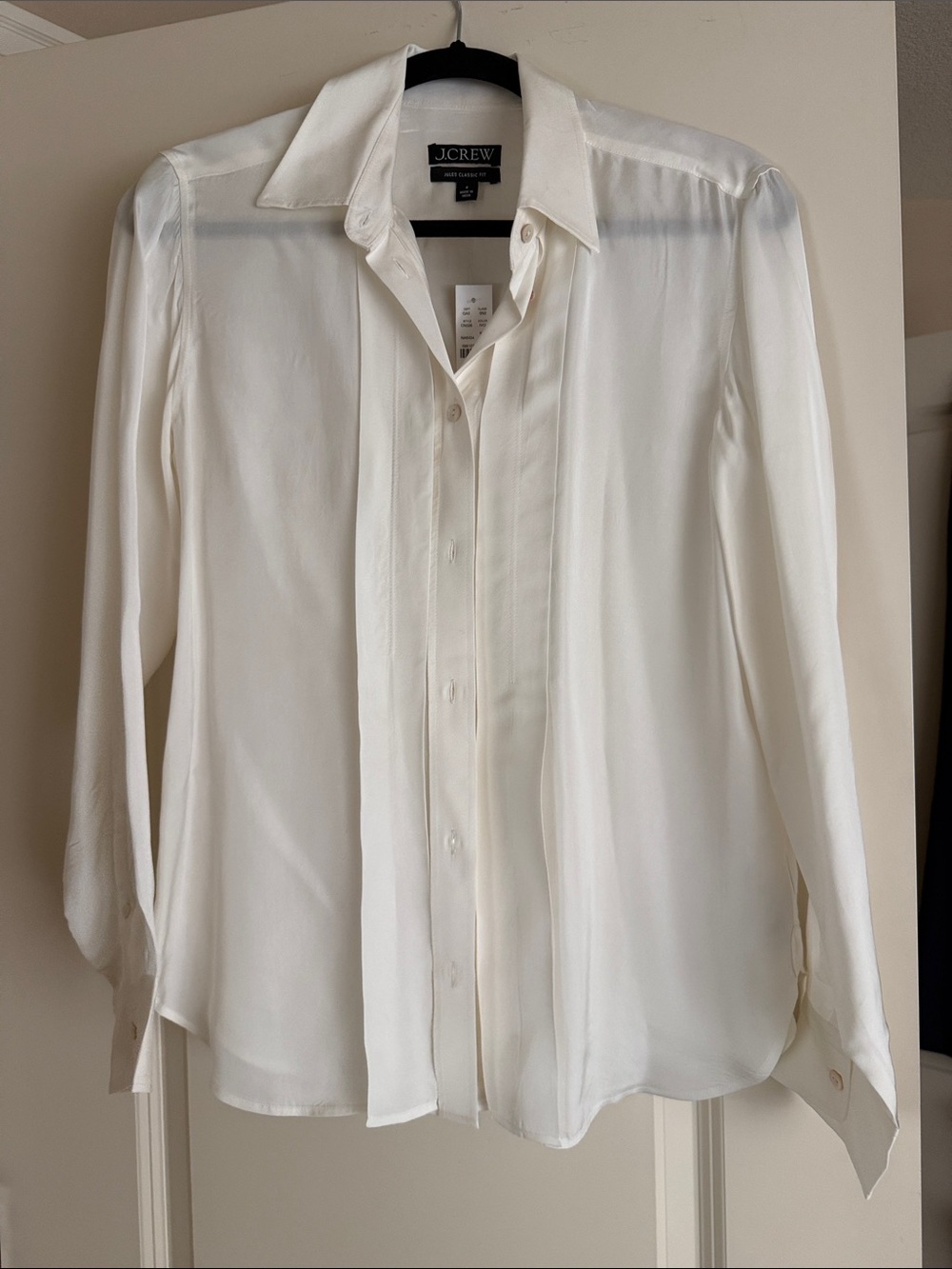 J. Crew Ivory Silk Button-Front Blouse